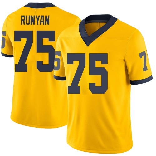 Jon Runyan Michigan Wolverines Men's NCAA #75 Maize Limited Brand Jordan College Stitched Football Jersey FGM0054IK